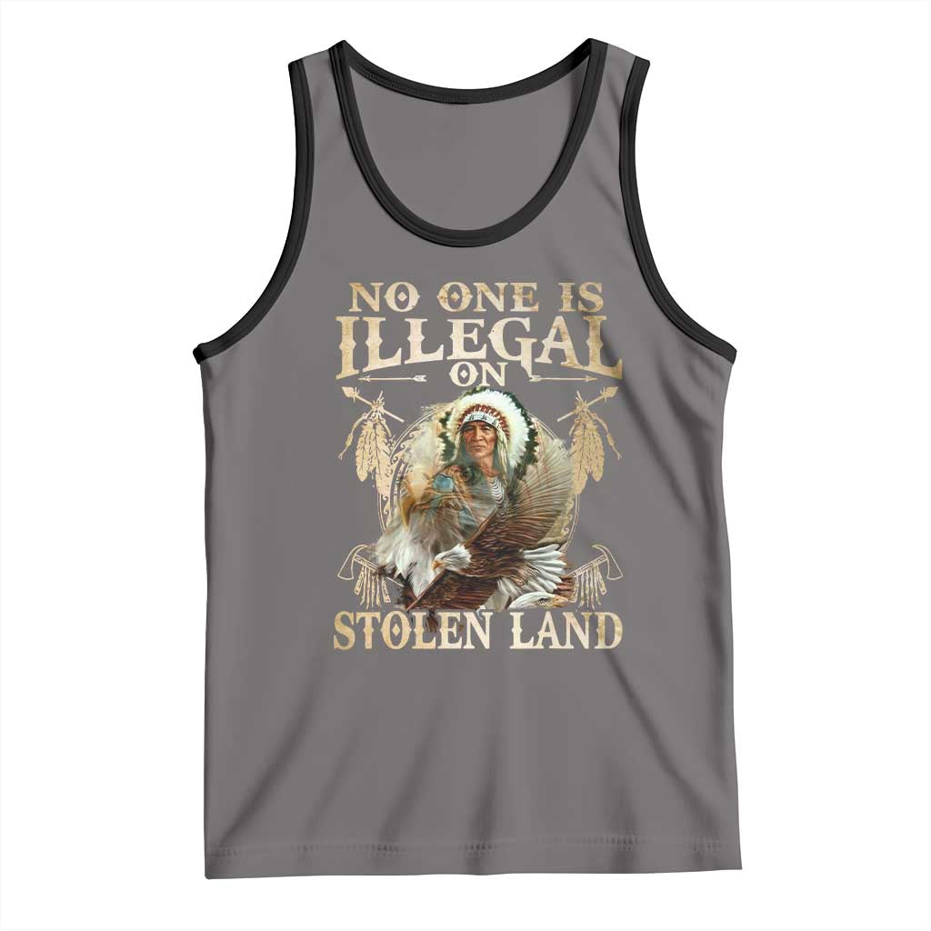 Native American Tank Top No One Is Illegal On Stolen Land Eagle Tribe TS11 Deep Heather Black Print Your Wear