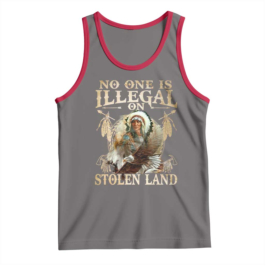Native American Tank Top No One Is Illegal On Stolen Land Eagle Tribe TS11 Deep Heather Red Print Your Wear