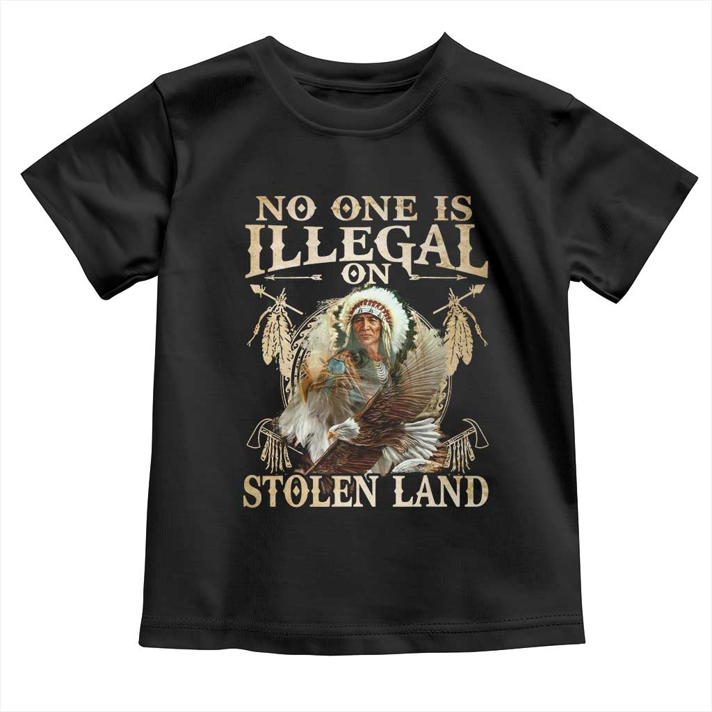 Native American Toddler T Shirt No One Is Illegal On Stolen Land Eagle Tribe TS11 Black Print Your Wear