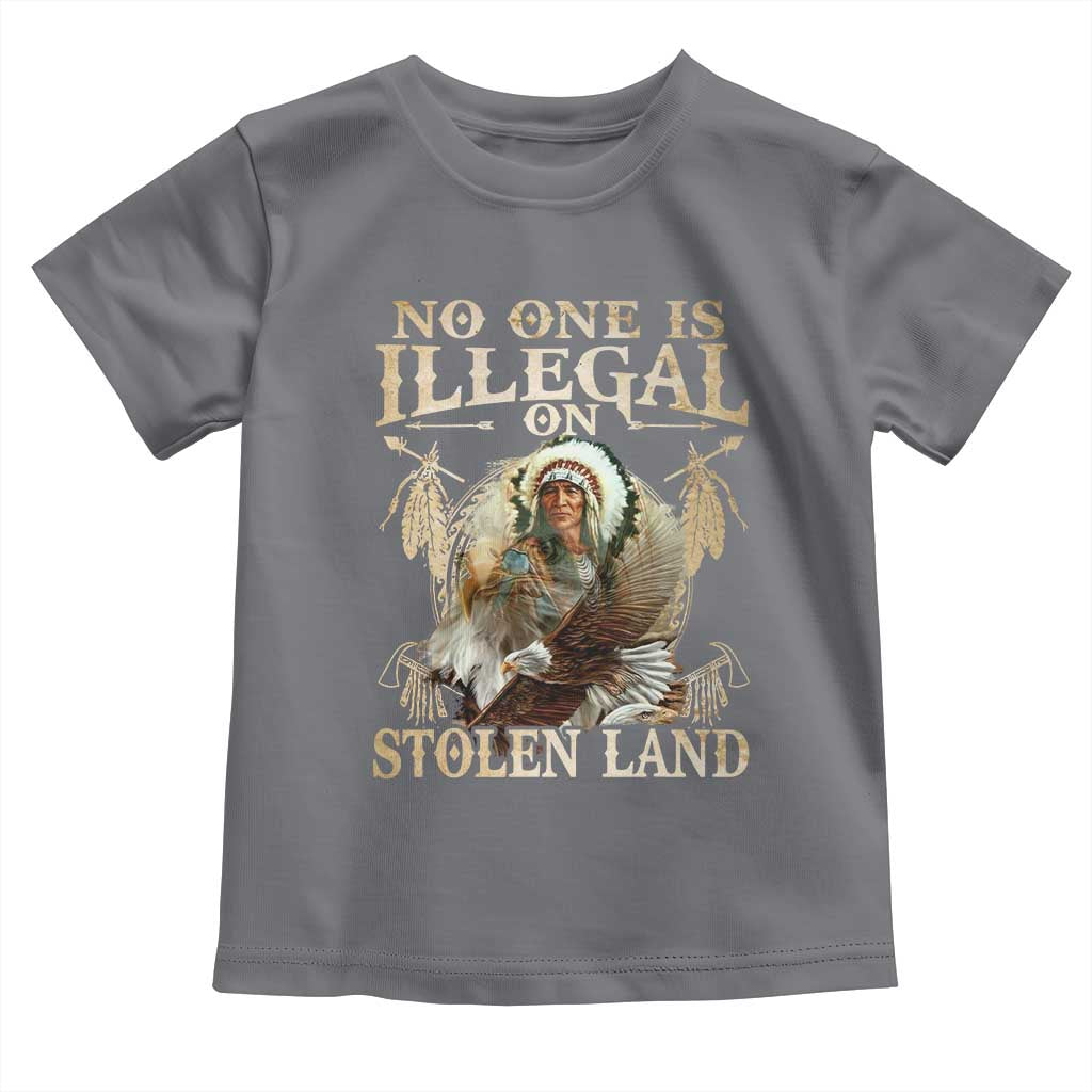 Native American Toddler T Shirt No One Is Illegal On Stolen Land Eagle Tribe TS11 Charcoal Print Your Wear