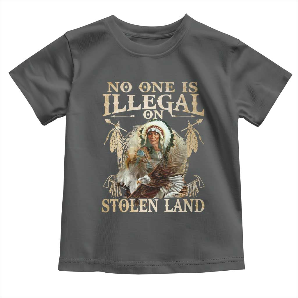 Native American Toddler T Shirt No One Is Illegal On Stolen Land Eagle Tribe TS11 Dark Heather Print Your Wear