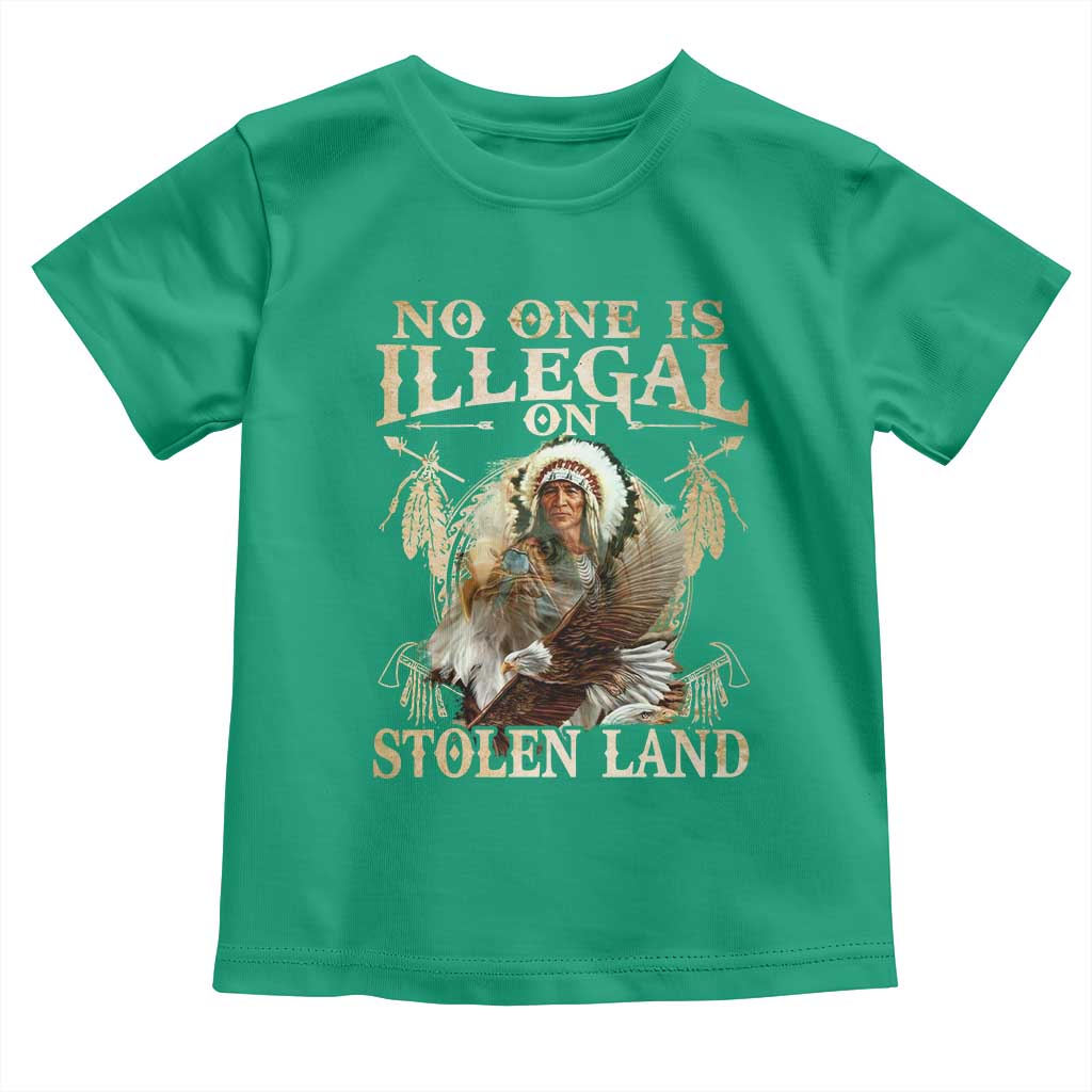 Native American Toddler T Shirt No One Is Illegal On Stolen Land Eagle Tribe TS11 Irish Green Print Your Wear