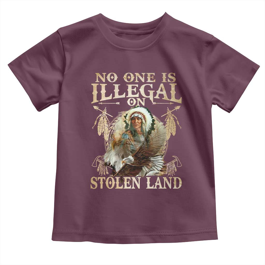 Native American Toddler T Shirt No One Is Illegal On Stolen Land Eagle Tribe TS11 Maroon Print Your Wear