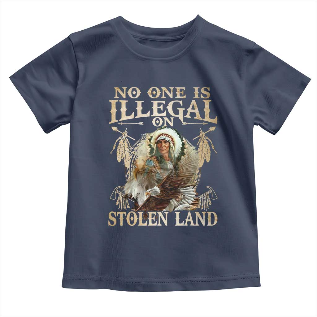 Native American Toddler T Shirt No One Is Illegal On Stolen Land Eagle Tribe TS11 Navy Print Your Wear