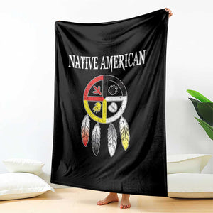 Native American Throw Blanket Medicine Wheel Dreamcatcher Spirit Animal Paws TS11 Print Your Wear