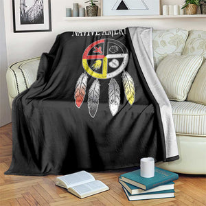 Native American Throw Blanket Medicine Wheel Dreamcatcher Spirit Animal Paws TS11 Print Your Wear