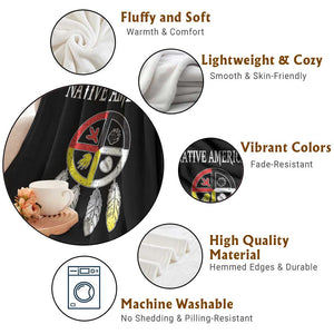 Native American Throw Blanket Medicine Wheel Dreamcatcher Spirit Animal Paws TS11 Print Your Wear