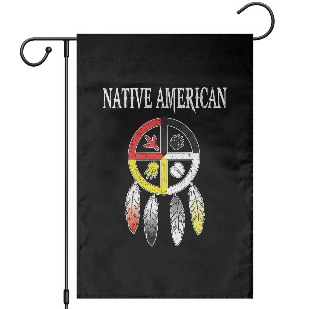 Native American Garden Flag Medicine Wheel Dreamcatcher Spirit Animal Paws TS11 Black Print Your Wear