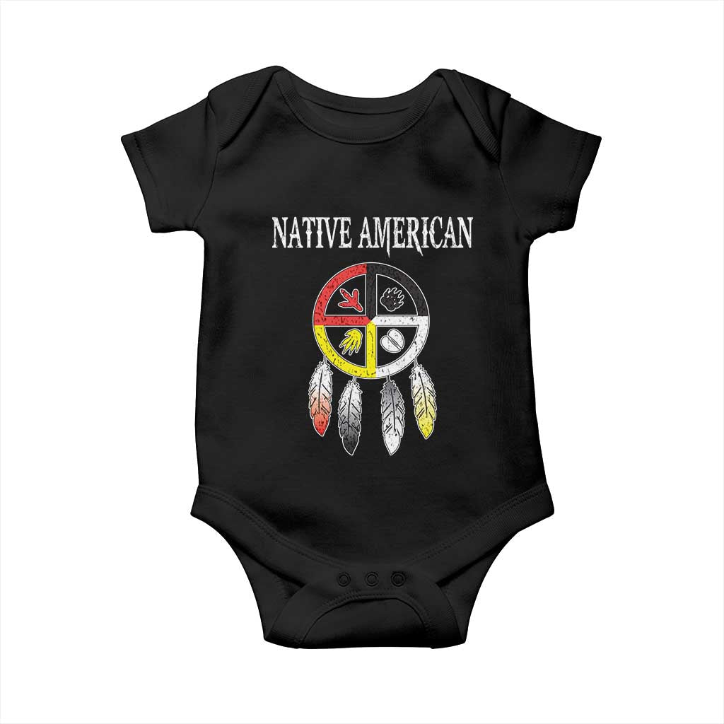 Native American Baby Onesie Medicine Wheel Dreamcatcher Spirit Animal Paws TS11 Black Print Your Wear