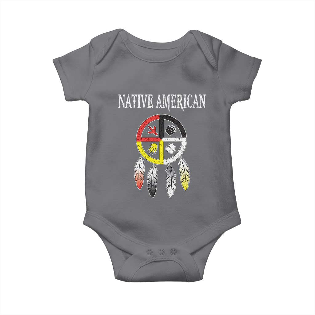 Native American Baby Onesie Medicine Wheel Dreamcatcher Spirit Animal Paws TS11 Charcoal Print Your Wear