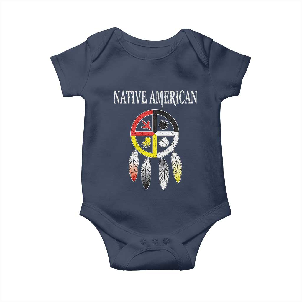 Native American Baby Onesie Medicine Wheel Dreamcatcher Spirit Animal Paws TS11 Navy Print Your Wear