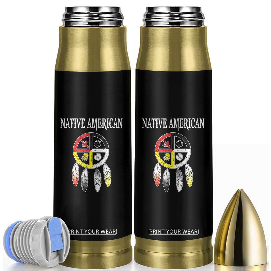 Native American Bullet Tumbler Medicine Wheel Dreamcatcher Spirit Animal Paws TS11 Black Print Your Wear