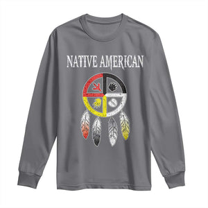 Native American Long Sleeve Shirt Medicine Wheel Dreamcatcher Spirit Animal Paws TS11 Charcoal Print Your Wear