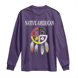 Native American Long Sleeve Shirt Medicine Wheel Dreamcatcher Spirit Animal Paws TS11 Purple Print Your Wear