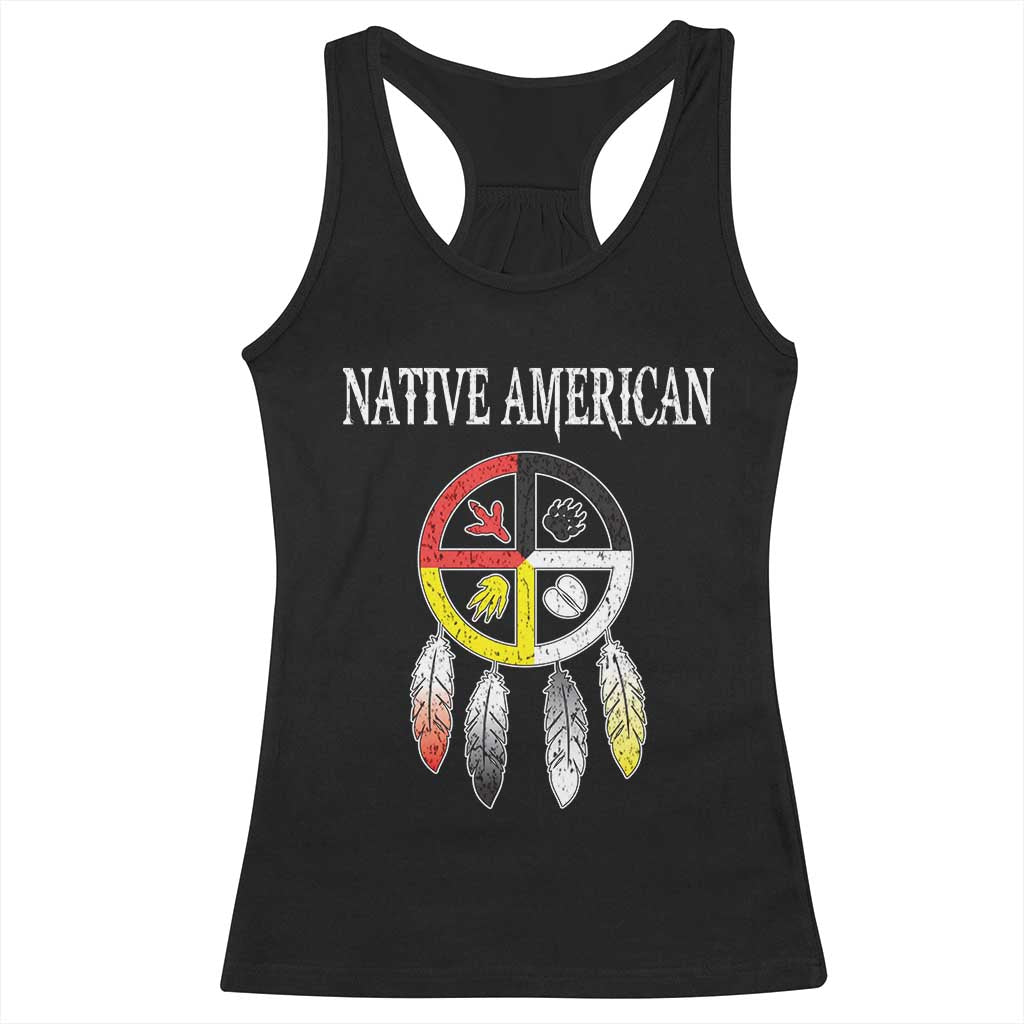 Native American Racerback Tank Top Medicine Wheel Dreamcatcher Spirit Animal Paws TS11 Black Print Your Wear