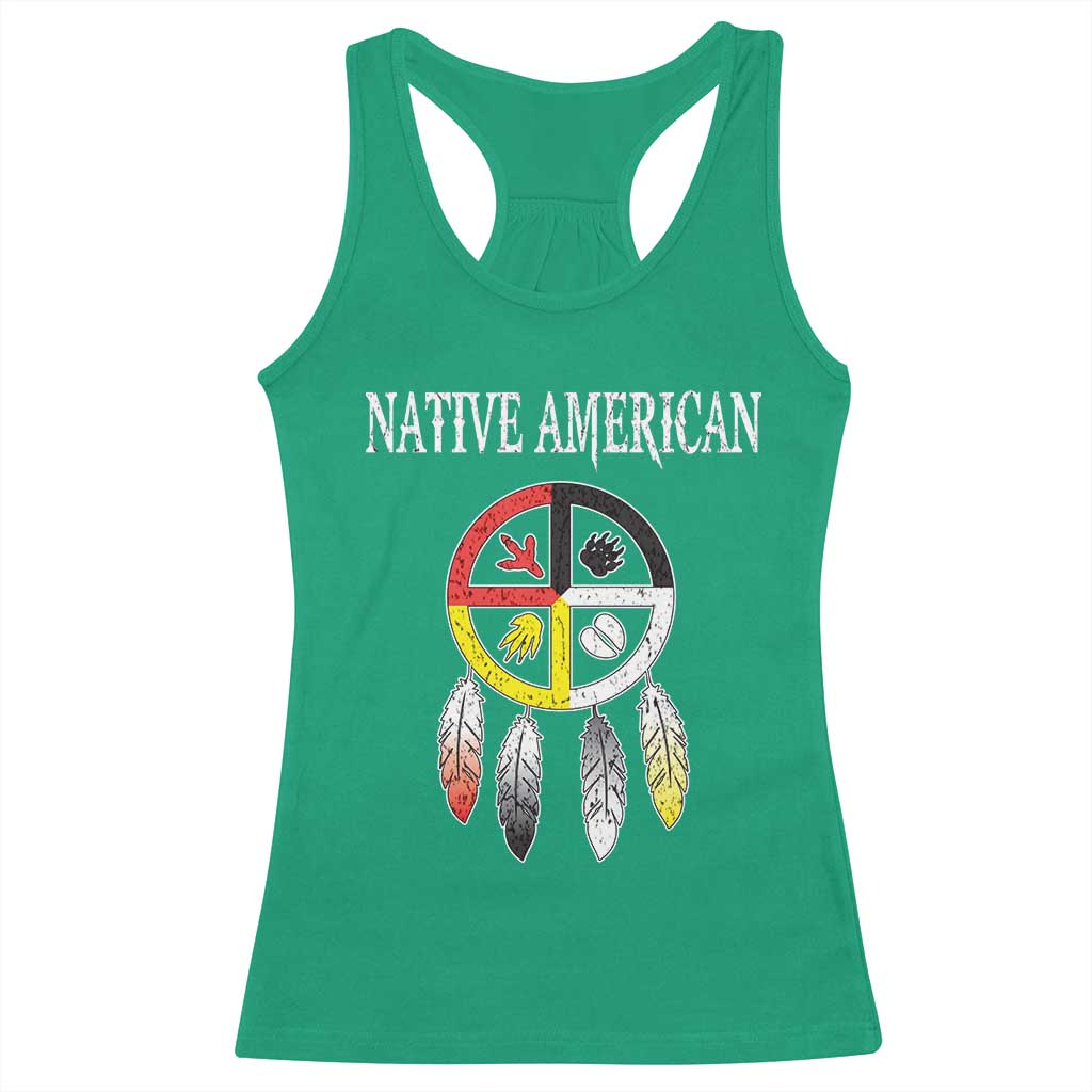 Native American Racerback Tank Top Medicine Wheel Dreamcatcher Spirit Animal Paws TS11 Irish Green Print Your Wear