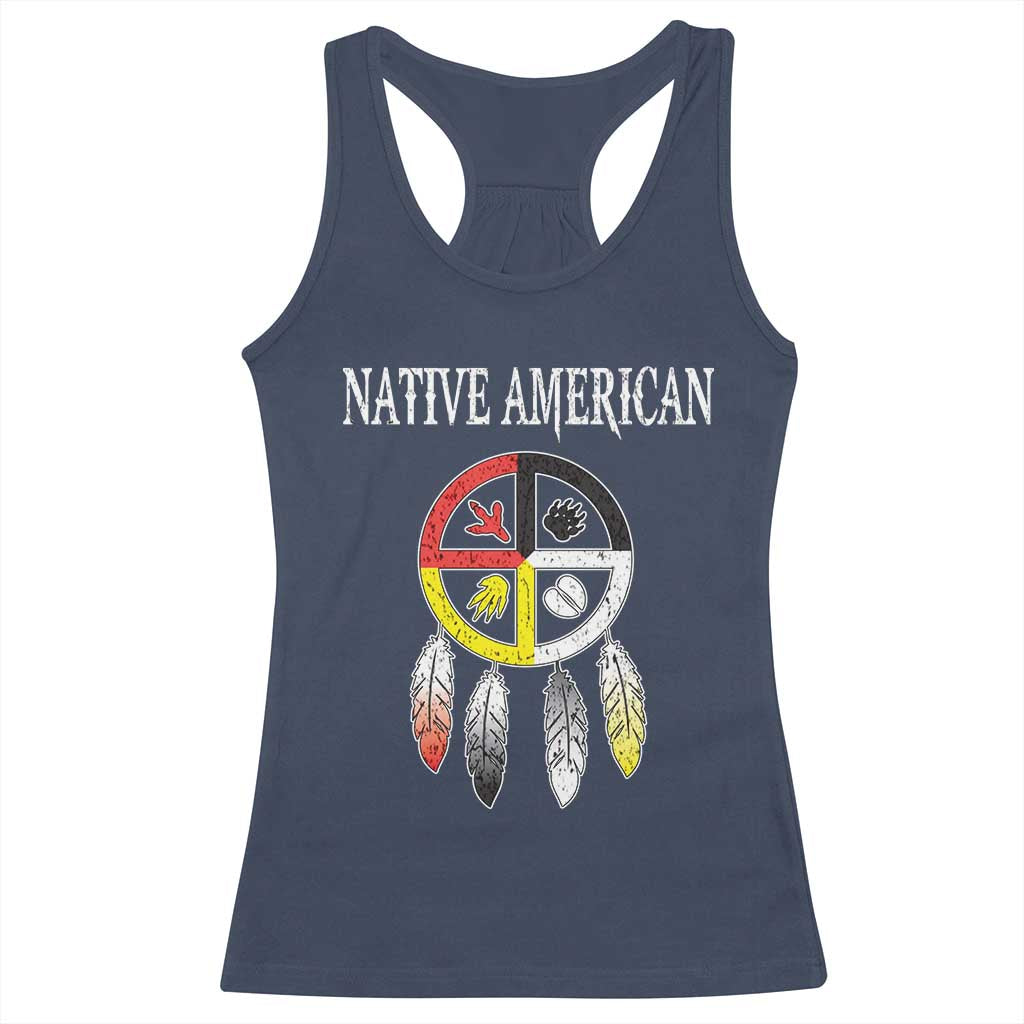 Native American Racerback Tank Top Medicine Wheel Dreamcatcher Spirit Animal Paws TS11 Navy Print Your Wear