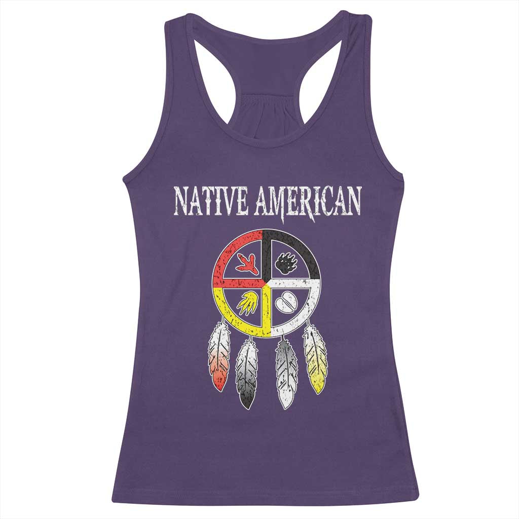 Native American Racerback Tank Top Medicine Wheel Dreamcatcher Spirit Animal Paws TS11 Purple Print Your Wear