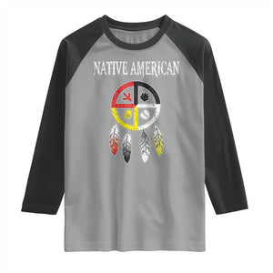 Native American Raglan Shirt Medicine Wheel Dreamcatcher Spirit Animal Paws TS11 Sport Gray Black Print Your Wear