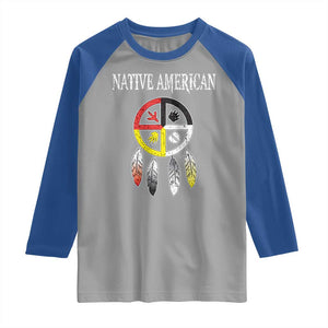 Native American Raglan Shirt Medicine Wheel Dreamcatcher Spirit Animal Paws TS11 Sport Gray Royal Print Your Wear