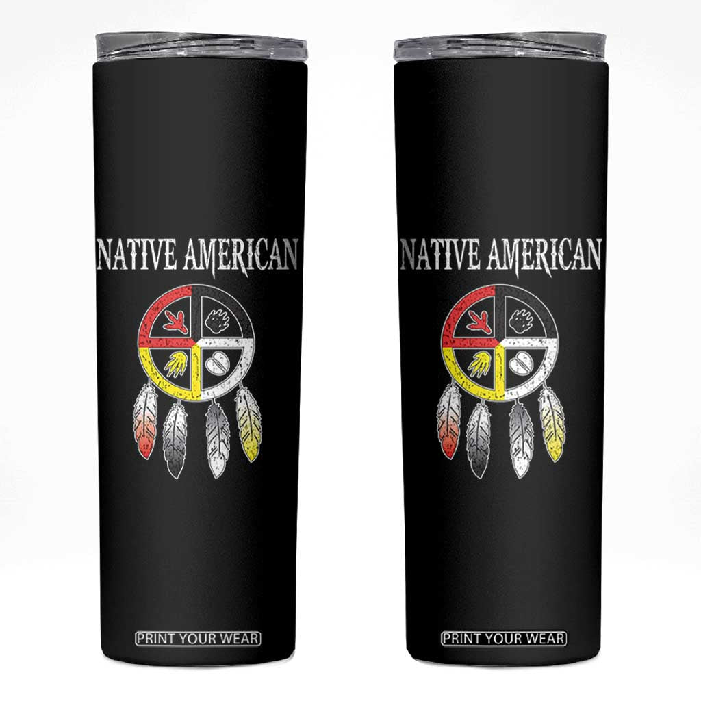 Native American Skinny Tumbler Medicine Wheel Dreamcatcher Spirit Animal Paws TS11 Black Print Your Wear