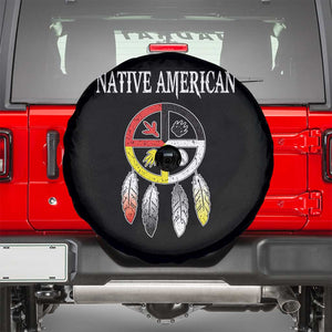 Native American Spare Tire Cover Medicine Wheel Dreamcatcher Spirit Animal Paws TS11 Black Print Your Wear