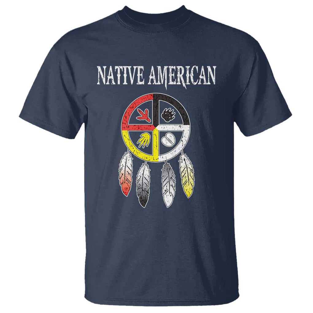 Native American T Shirt Medicine Wheel Dreamcatcher Spirit Animal Paws TS11 Navy Print Your Wear
