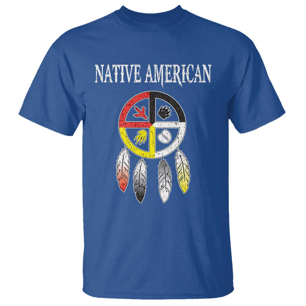 Native American T Shirt Medicine Wheel Dreamcatcher Spirit Animal Paws TS11 Royal Blue Print Your Wear