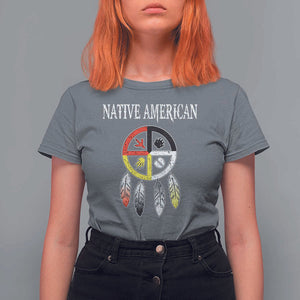 Native American T Shirt For Women Medicine Wheel Dreamcatcher Spirit Animal Paws TS11 Charcoal Print Your Wear