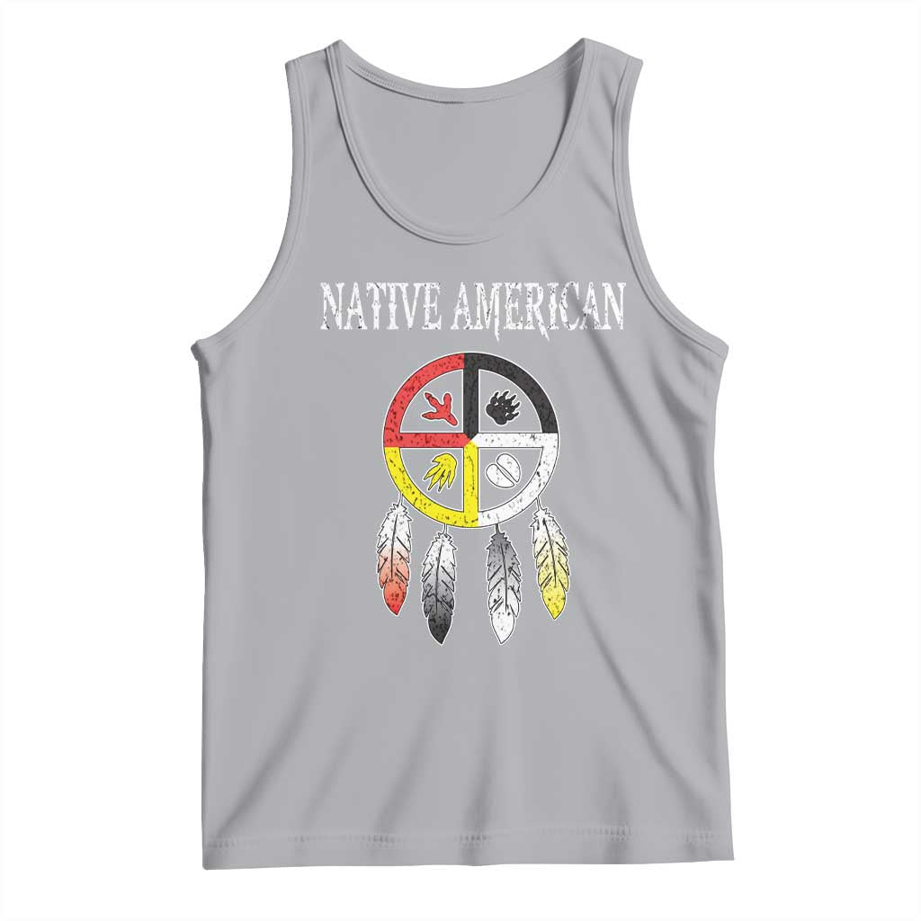 Native American Tank Top Medicine Wheel Dreamcatcher Spirit Animal Paws TS11 Athletic Heather Print Your Wear