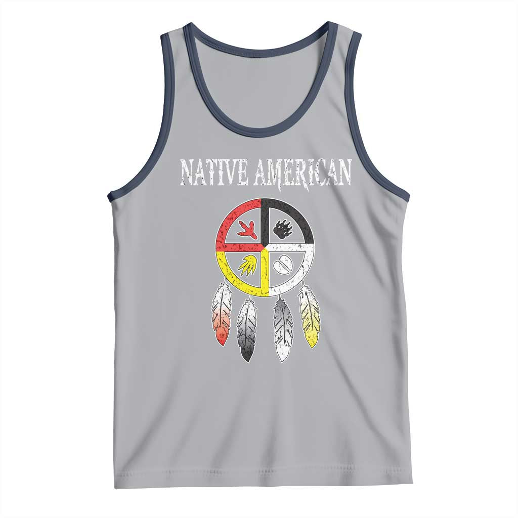 Native American Tank Top Medicine Wheel Dreamcatcher Spirit Animal Paws TS11 Athletic Heather Navy Print Your Wear