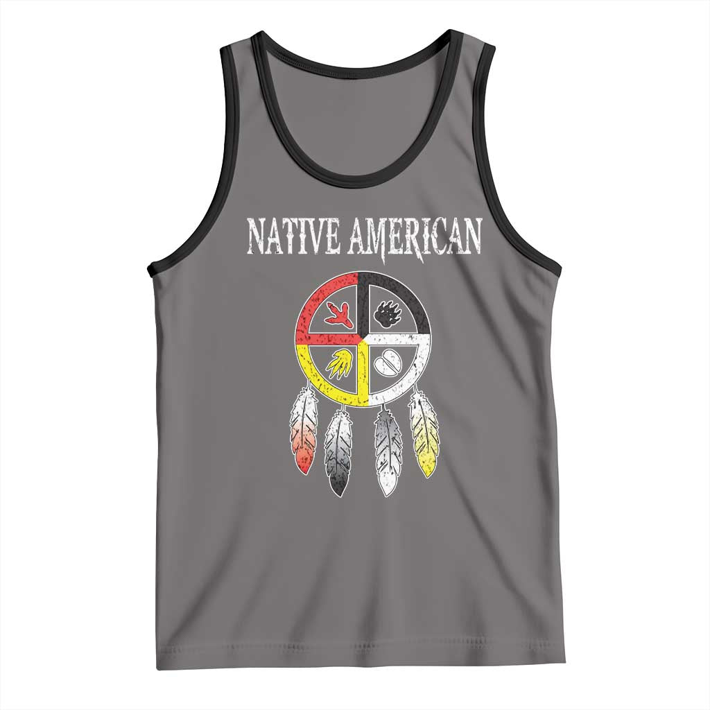 Native American Tank Top Medicine Wheel Dreamcatcher Spirit Animal Paws TS11 Deep Heather Black Print Your Wear