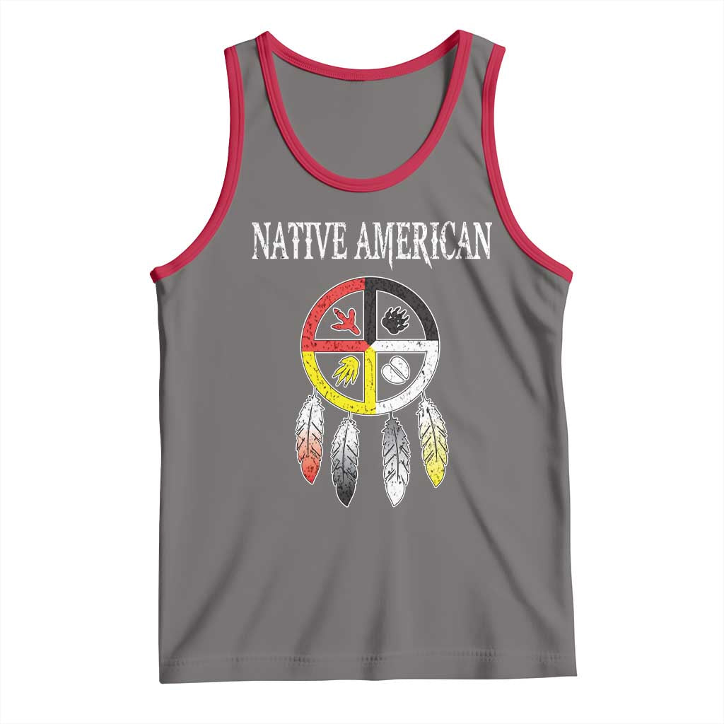 Native American Tank Top Medicine Wheel Dreamcatcher Spirit Animal Paws TS11 Deep Heather Red Print Your Wear