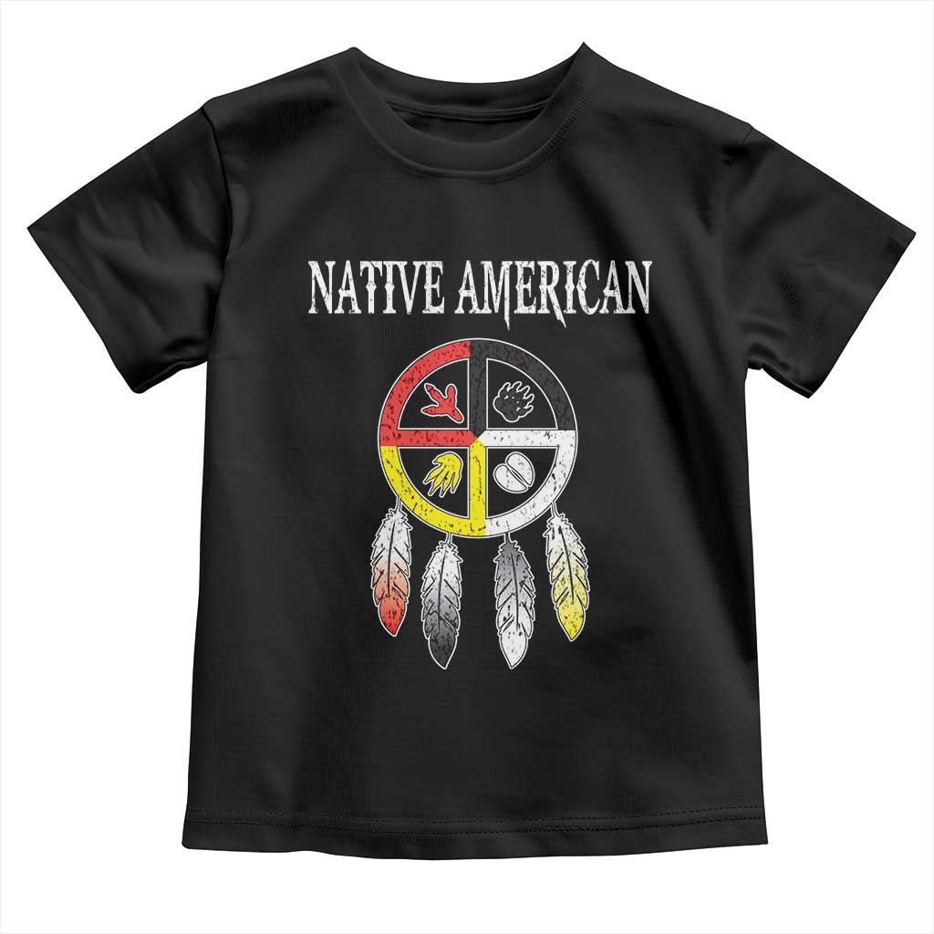 Native American Toddler T Shirt Medicine Wheel Dreamcatcher Spirit Animal Paws TS11 Black Print Your Wear