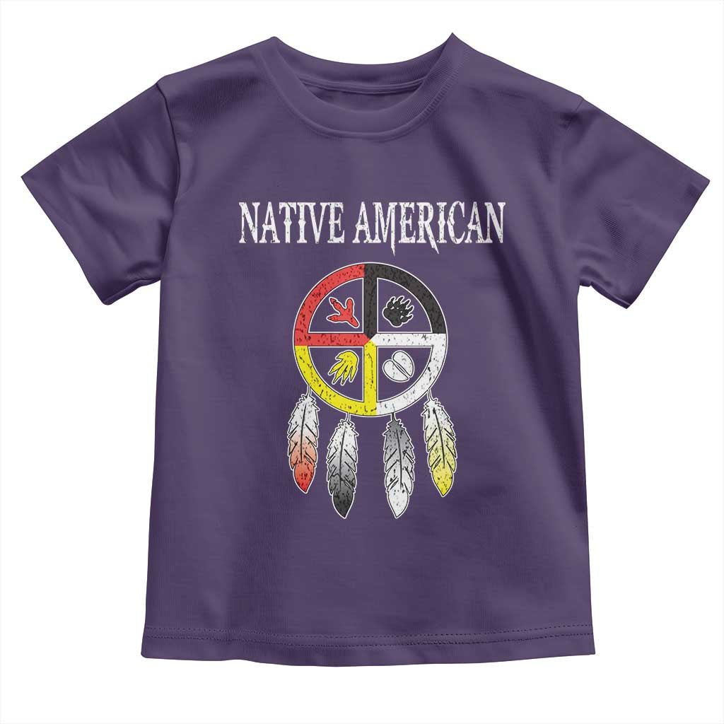 Native American Toddler T Shirt Medicine Wheel Dreamcatcher Spirit Animal Paws TS11 Purple Print Your Wear