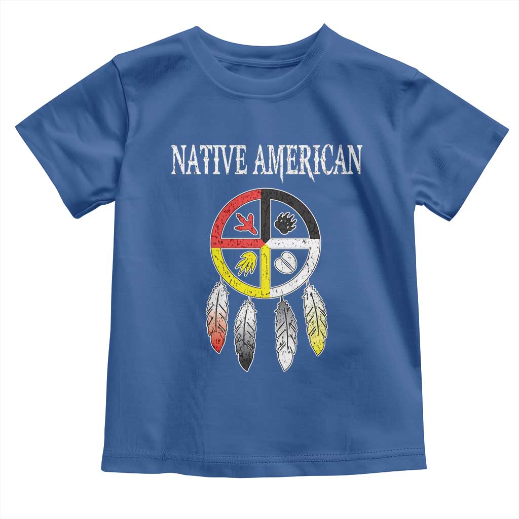 Native American Toddler T Shirt Medicine Wheel Dreamcatcher Spirit Animal Paws TS11 Royal Blue Print Your Wear