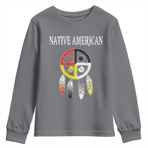 Native American Youth Sweatshirt Medicine Wheel Dreamcatcher Spirit Animal Paws TS11 Charcoal Print Your Wear