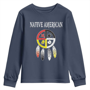 Native American Youth Sweatshirt Medicine Wheel Dreamcatcher Spirit Animal Paws TS11 Navy Print Your Wear