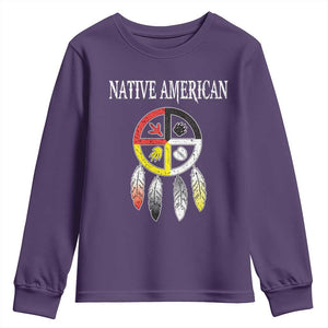 Native American Youth Sweatshirt Medicine Wheel Dreamcatcher Spirit Animal Paws TS11 Purple Print Your Wear