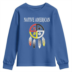 Native American Youth Sweatshirt Medicine Wheel Dreamcatcher Spirit Animal Paws TS11 Royal Blue Print Your Wear