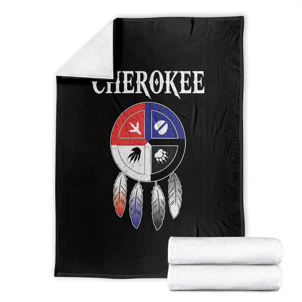 Cherokee Throw Blanket Native American Tribes Medicine Wheel Dreamcatcher Spirit Animal Paws TS11 Black Print Your Wear