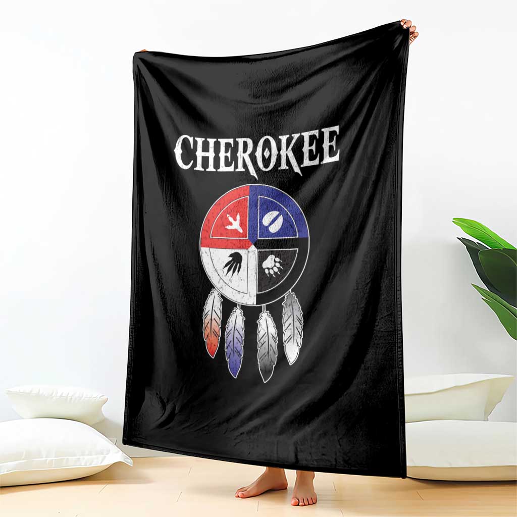 Cherokee Throw Blanket Native American Tribes Medicine Wheel Dreamcatcher Spirit Animal Paws TS11 Print Your Wear