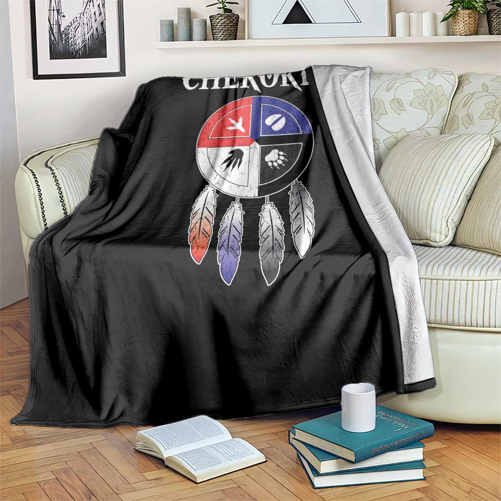 Cherokee Throw Blanket Native American Tribes Medicine Wheel Dreamcatcher Spirit Animal Paws TS11 Print Your Wear