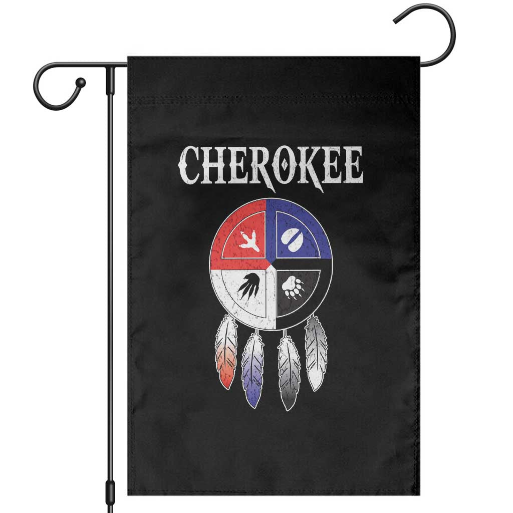 Cherokee Garden Flag Native American Tribes Medicine Wheel Dreamcatcher Spirit Animal Paws TS11 Black Print Your Wear