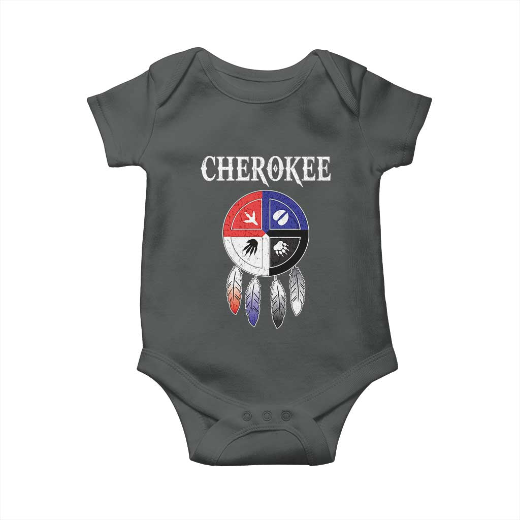 Cherokee Baby Onesie Native American Tribes Medicine Wheel Dreamcatcher Spirit Animal Paws TS11 Dark Heather Print Your Wear