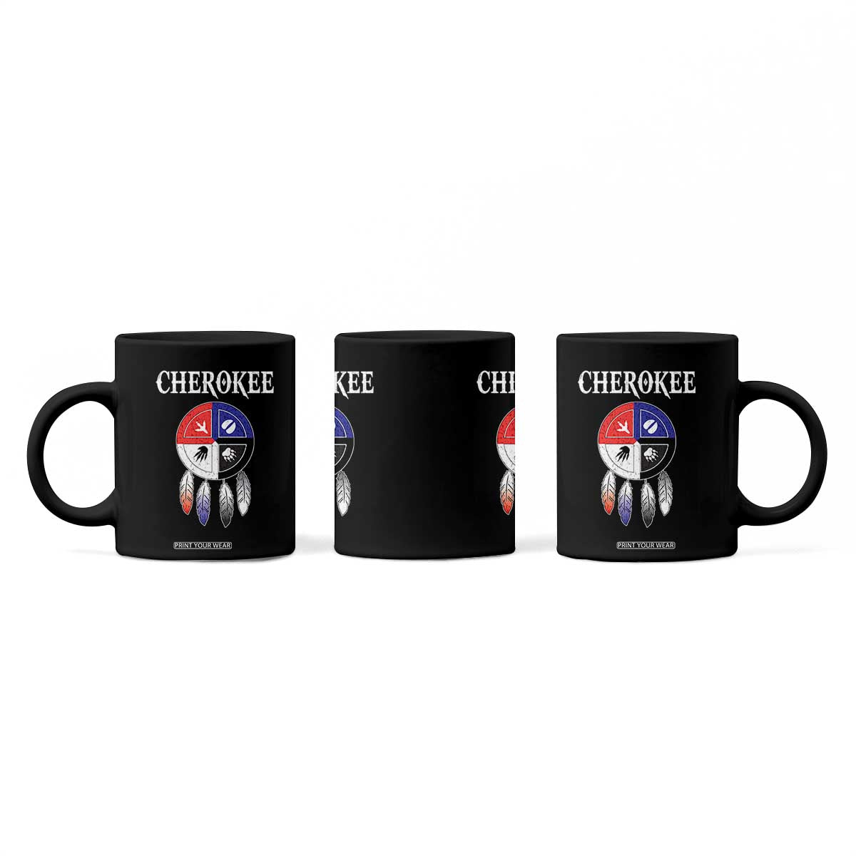 Cherokee Coffee Mug Native American Tribes Medicine Wheel Dreamcatcher Spirit Animal Paws TS11 Print Your Wear