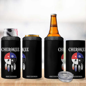 Cherokee 4 in 1 Can Cooler Tumbler Native American Tribes Medicine Wheel Dreamcatcher Spirit Animal Paws TS11 Print Your Wear
