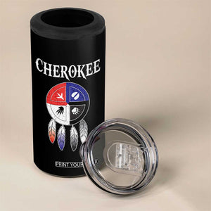 Cherokee 4 in 1 Can Cooler Tumbler Native American Tribes Medicine Wheel Dreamcatcher Spirit Animal Paws TS11 Print Your Wear