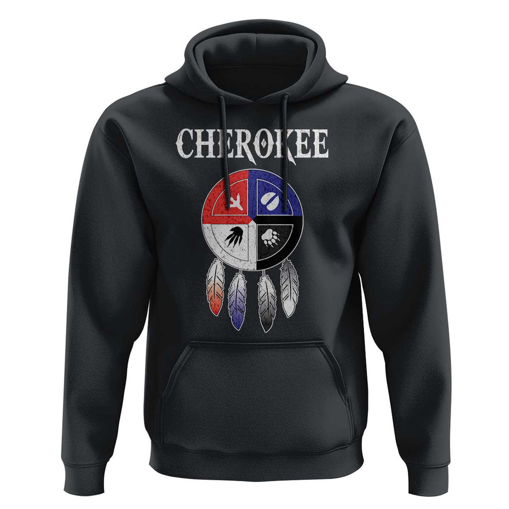 Cherokee Hoodie Native American Tribes Medicine Wheel Dreamcatcher Spirit Animal Paws TS11 Black Print Your Wear