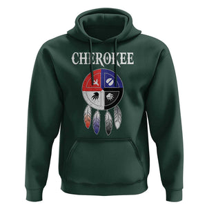 Cherokee Hoodie Native American Tribes Medicine Wheel Dreamcatcher Spirit Animal Paws TS11 Dark Forest Green Print Your Wear